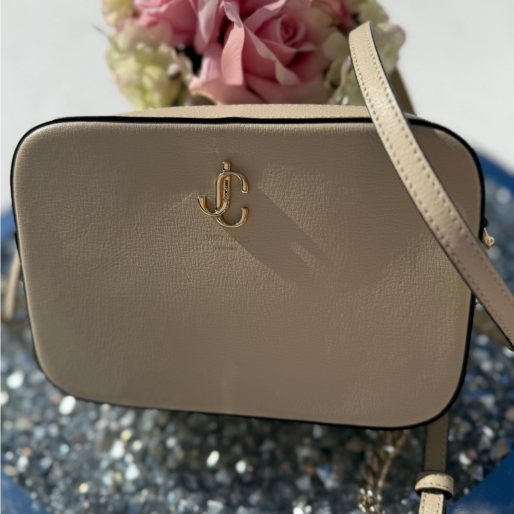 NWT Jimmy Choo Cream Leather Crossbody Bag
